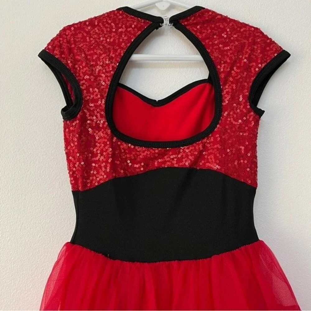 Curtain Call Red Sequin Tap Dance Dress Costume Size CME